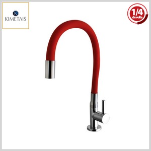 Torneira de Cozinha 1167 C58 Vitacor DelicattaSlim Mesa Bica Flexível 1/4Volta Red/Cromado