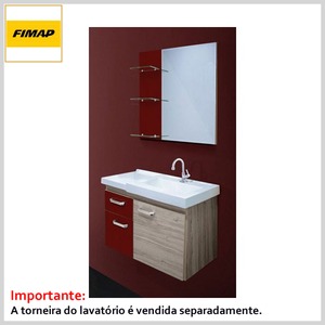 Cjto Toucador+Espelheira 080 c/Tampo Grécia-City Maple e Bordô