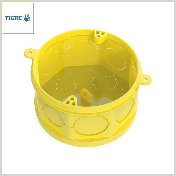 Caixa de Luz 4x4 PVC Tigreflex® Amarelo Octogonal c/Fundo Móvel