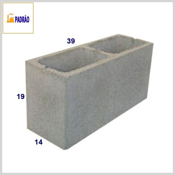 Bloco de Concreto: Vedação Aparente, 14x19x39cm