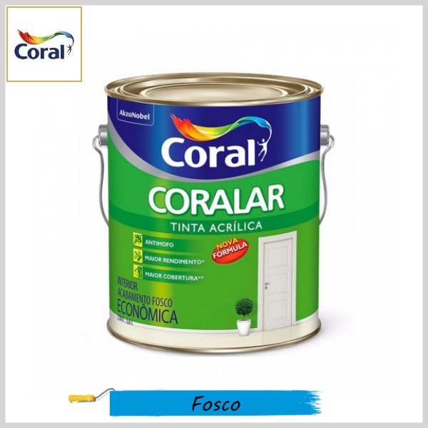 Tinta Acrílica Coralar Econômica Fosco, Galão 3.6lt