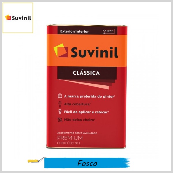 Tinta Látex Clássica Premium Fosco-Aveludado, Lata 18lt