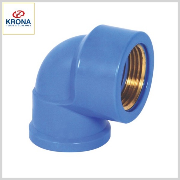 Joelho 90º PVC Água Fria LR Bucha Latão Soldável/Roscável