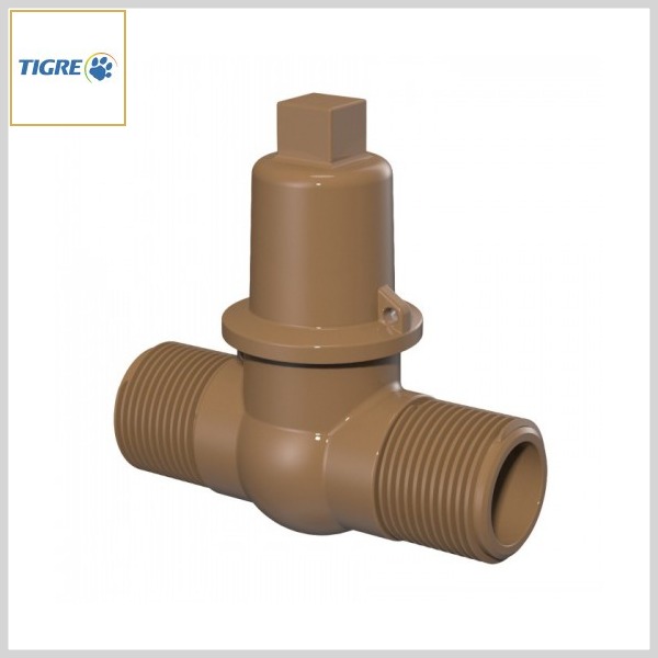 Registro de Esfera PVC Marrom Roscável c/Cabeça Quadrada