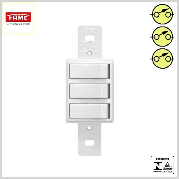 Módulo Elétrico Blanc 1 Interruptor 3 Teclas Simples