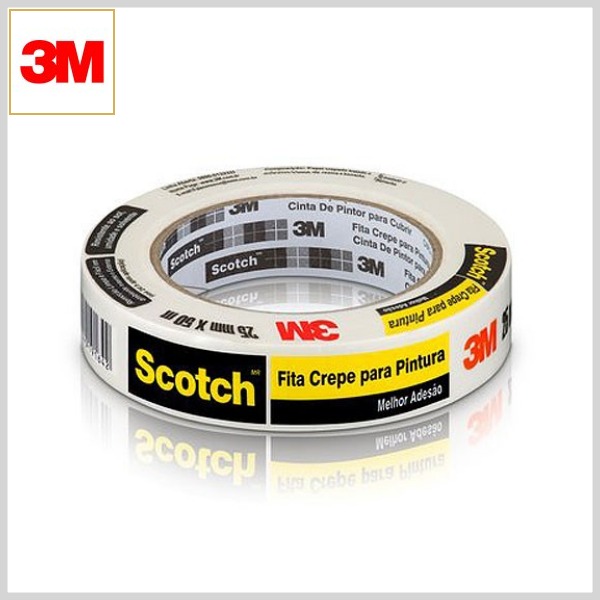 Fita Crepe Scotch p/Pintura Geral 25mm x Rolo 50m