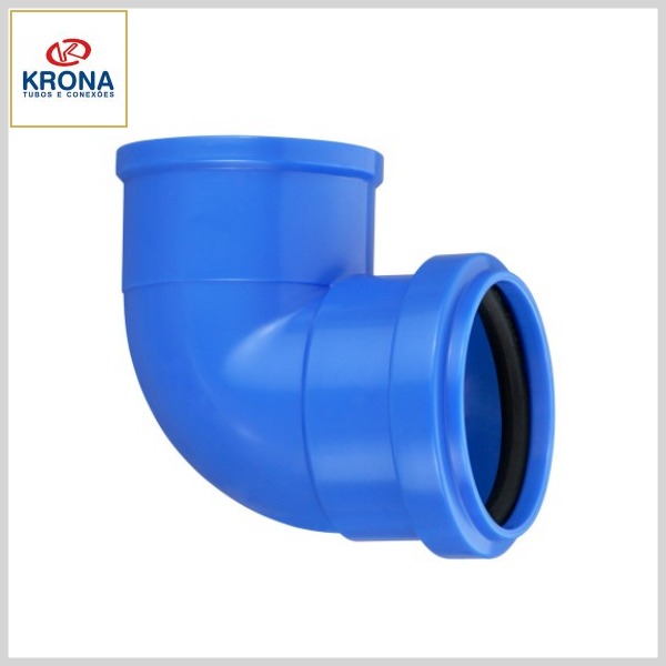 Joelho 90º PVC Esgoto Série Normal Azul c/Anel