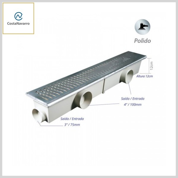 Caixa Coletora CJCX Saída Lat 2x100mm +Grelha Alumínio Polido