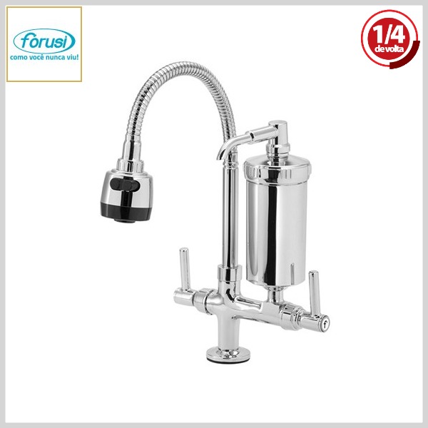 Torneira de Cozinha c/Filtro 2172 C-55 Gourmet 1/4Volta Mesa Bica Flexível Cromado