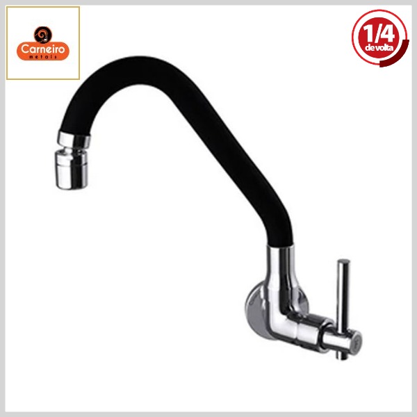 Torneira de Cozinha 4169 C61 Collor Parede Bica Alta Móvel 1/4Volta Black/Cromado