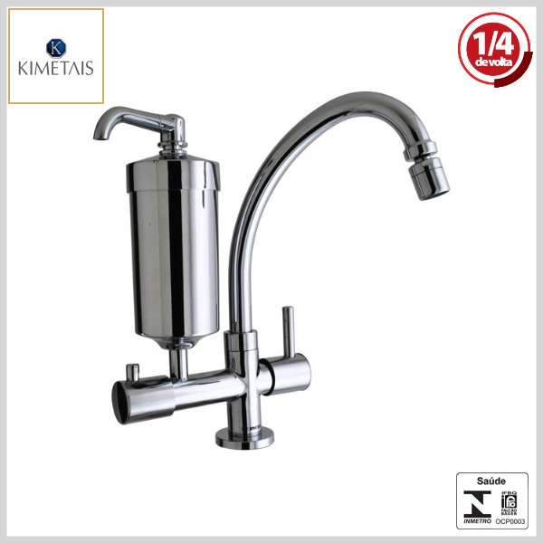 Torneira de Cozinha c/Filtro 1159 C58 DelicattaSlim Mesa Bica Flexível 1/4Volta Cromado